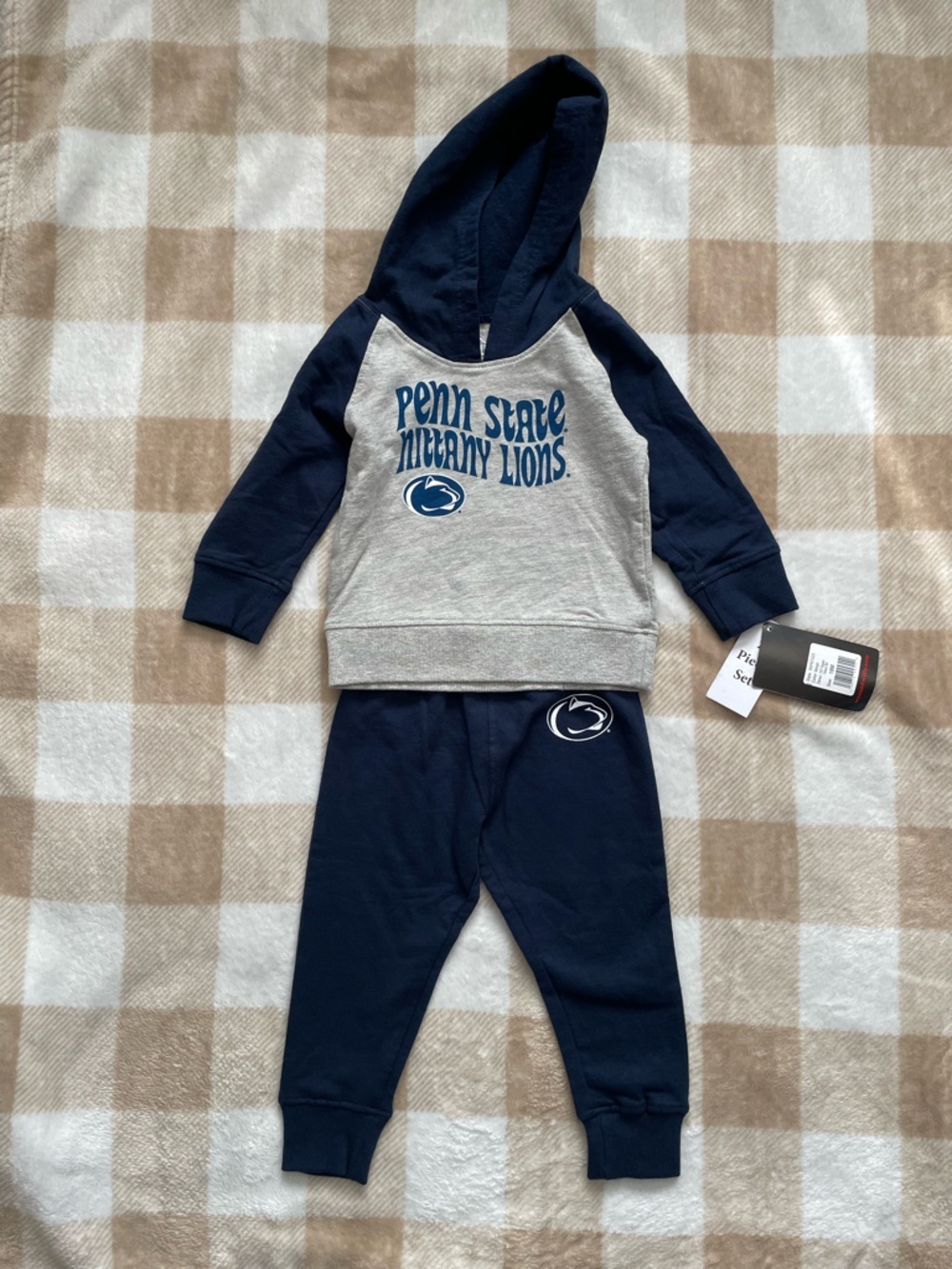 NWT Penn State Nittany Lions Kids 12-18 Month Hoodie & Jogger Set - Navy & Gray